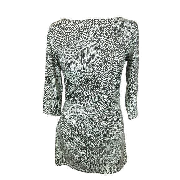 J. McLaughlin Side Ruched Stretch Tunic Top Women's S Python Print 3/4 Sleeve - Picture 3 of 12